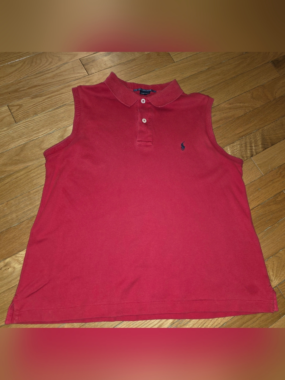 VINTAGE Ralph Lauren Sport Size Large Sleeveless Polo Tank in Red